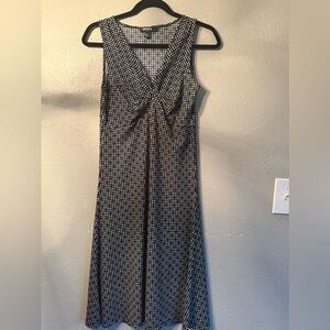 DKNY Black and White Patterned Midi Dress